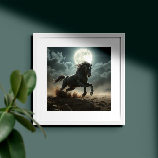 Lunar Stallion: Horse Wall Art