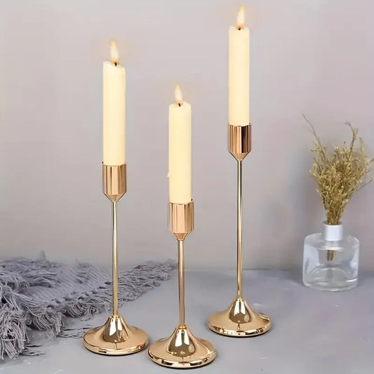 Set of 3 Vintage Brass Candlestick Holders