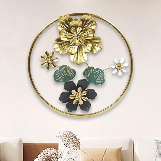 Golden Metal Round Wall Motif