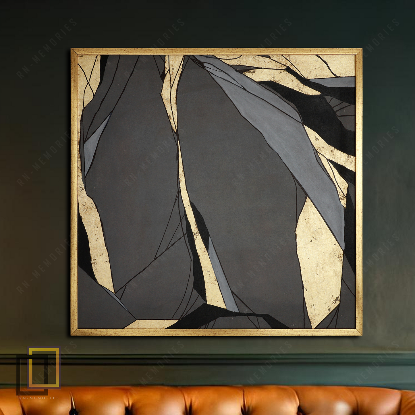 Abstract Golden Luxury Handmade Art Work