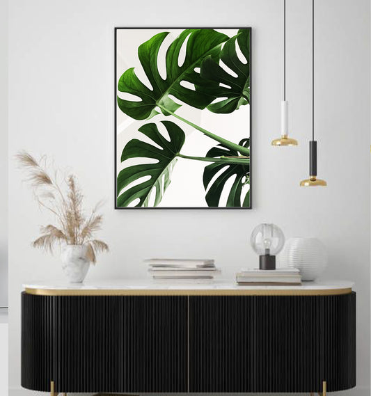 Green Plant Leaves Framed Poster