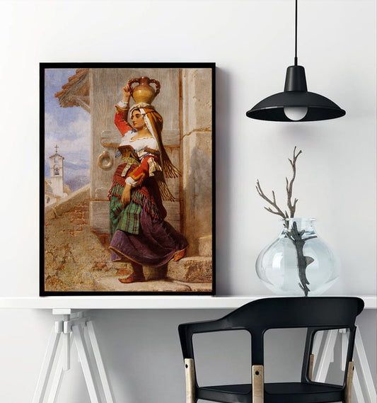 Lady with Pitcher Art Framed Poster