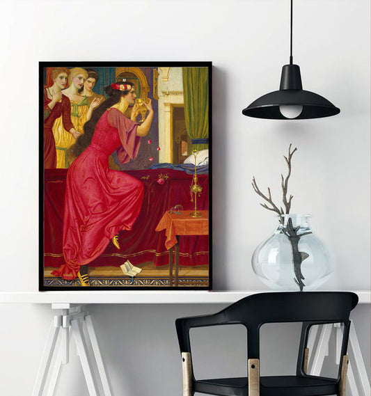 Lady with Red Dress Art framed Poster