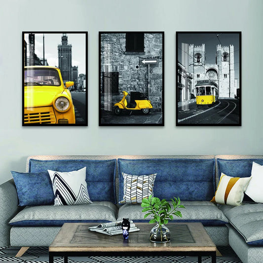 Nordic Paris Yellow Framed Posters
