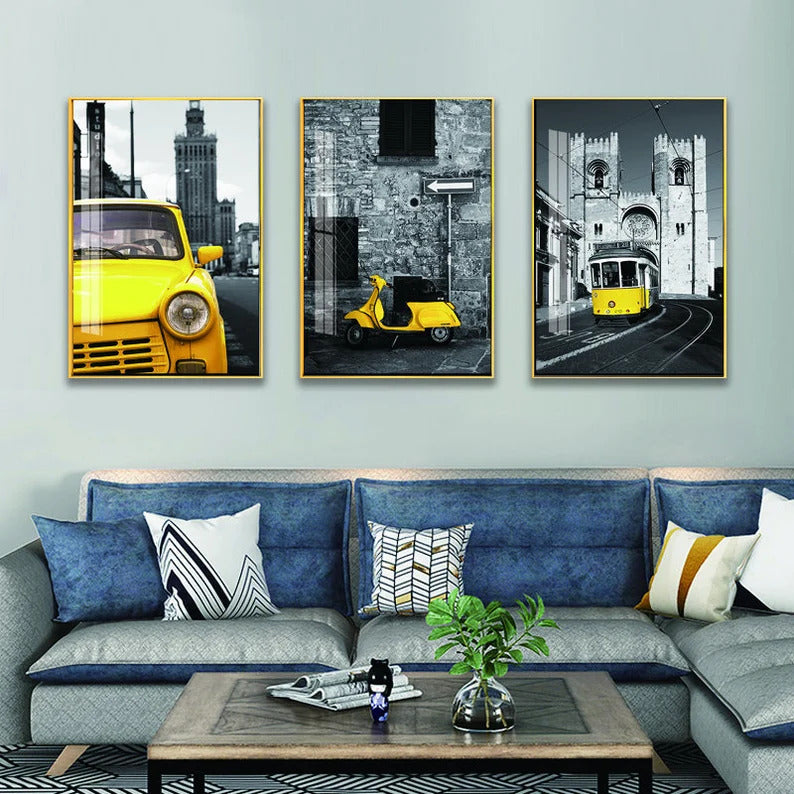 Nordic Paris Yellow Framed Posters