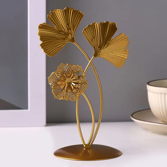 Metal Ginkgo Leaf Flower Art