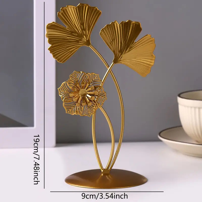 Metal Ginkgo Leaf Flower Art