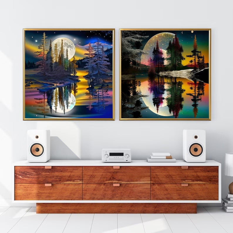 Sunset Reflection in a Mountain Lake Framed Posters