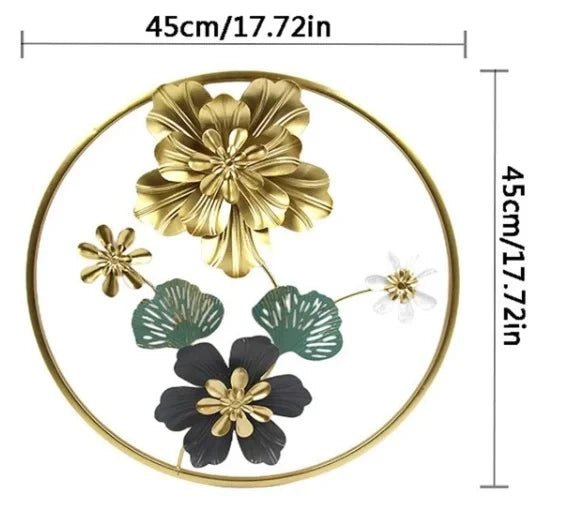 Golden Metal Round Wall Motif