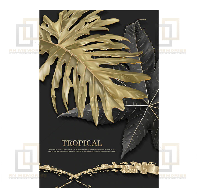 Modern Nordic Scandinavian Tropical Gold Leaves