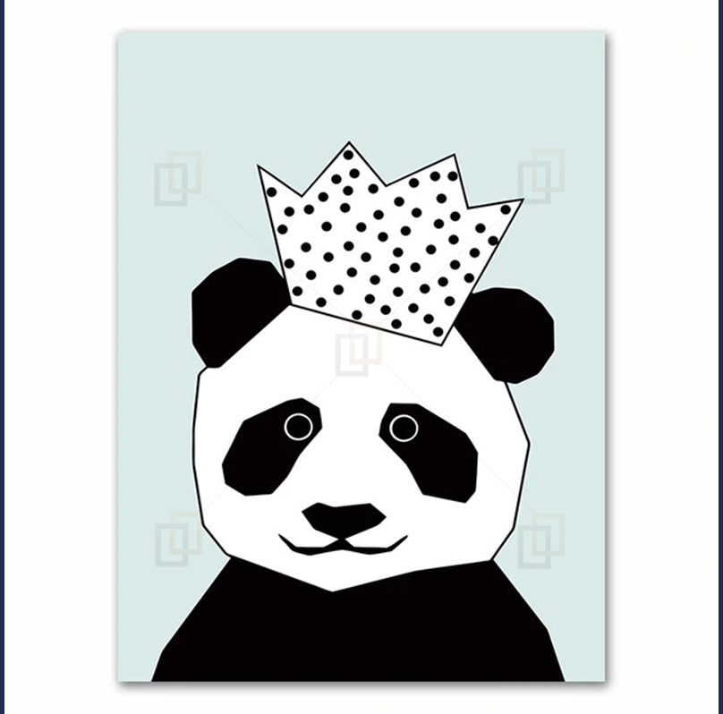 Nordic Panda Kids Wall Art Framed Prints