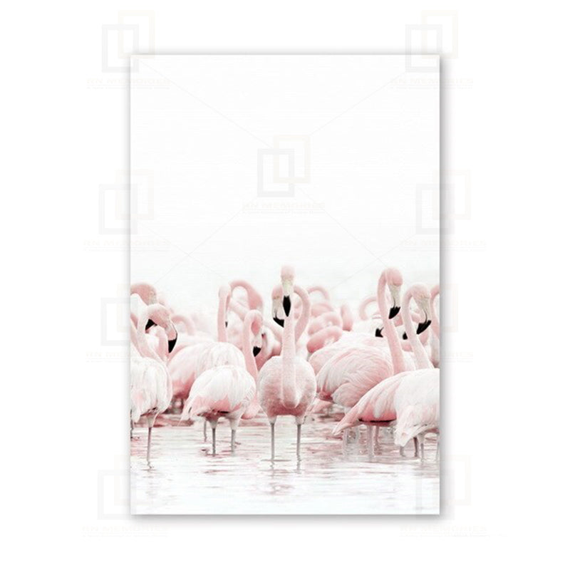 Nordic Flamingo and Flowers Framed Art