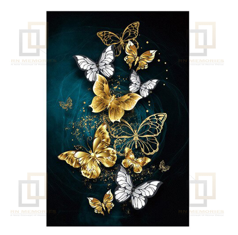 Nordic Abstract Golden Butterfly Art