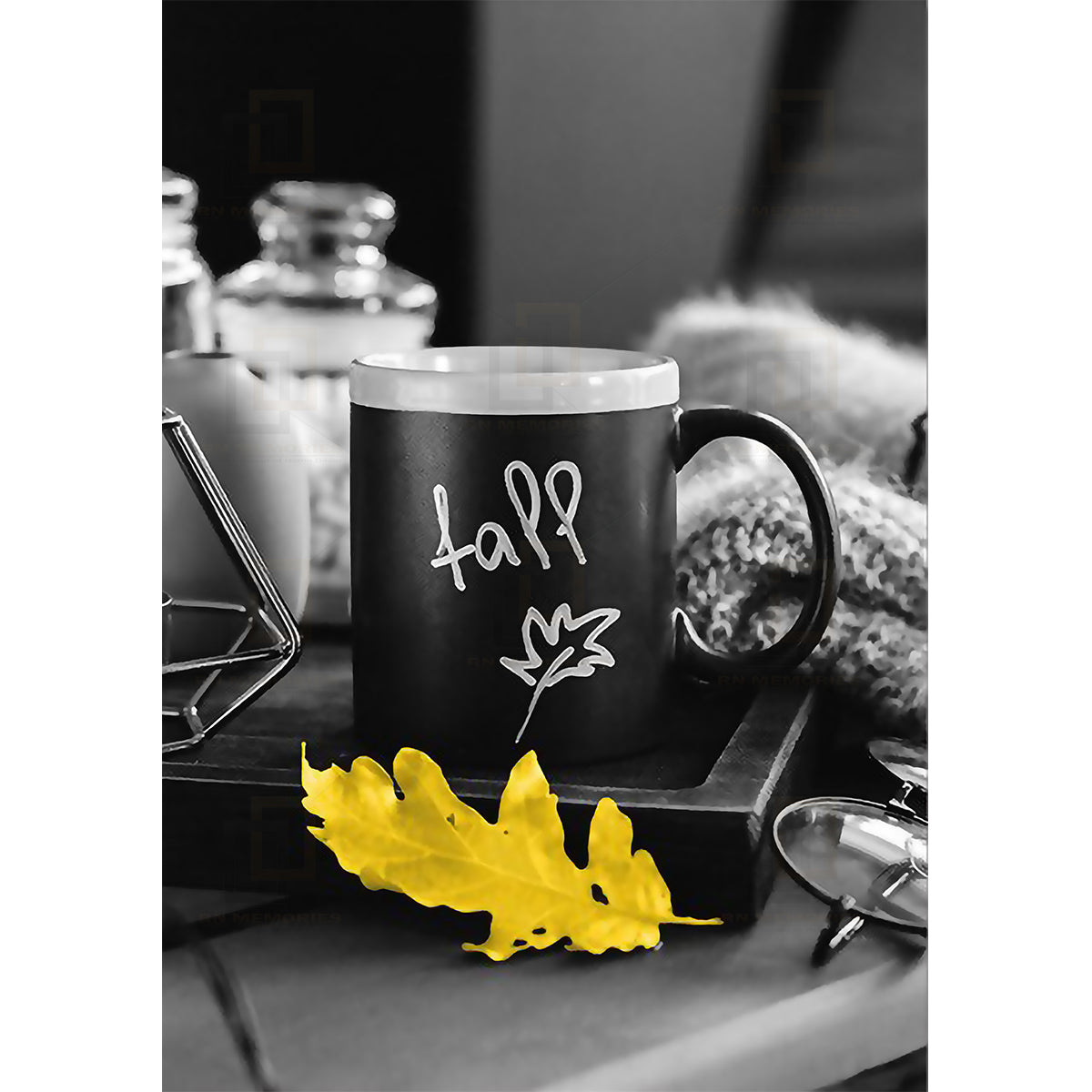 Yellow Leaf, Cup and Compass Framed Wall Art