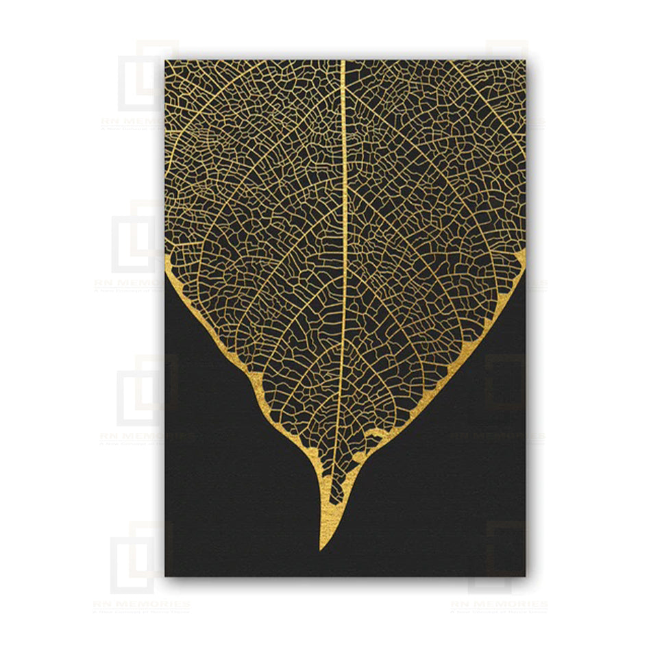 Abstract Golden Monstera Leaves Wall Art