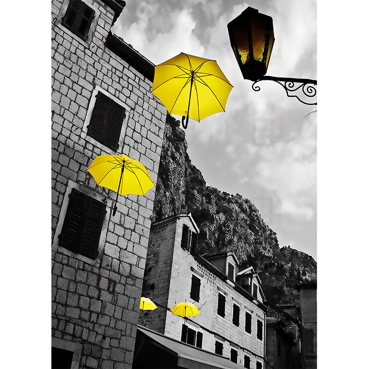 Yellow Minimalist Umbrella Framed Wall Arts