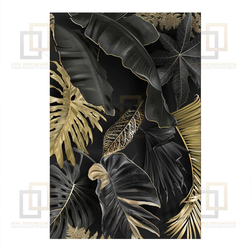 Modern Nordic Scandinavian Tropical Gold Leaves