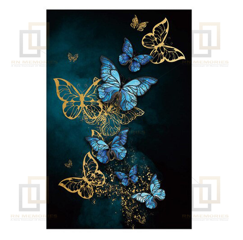 Nordic Abstract Golden Butterfly Art