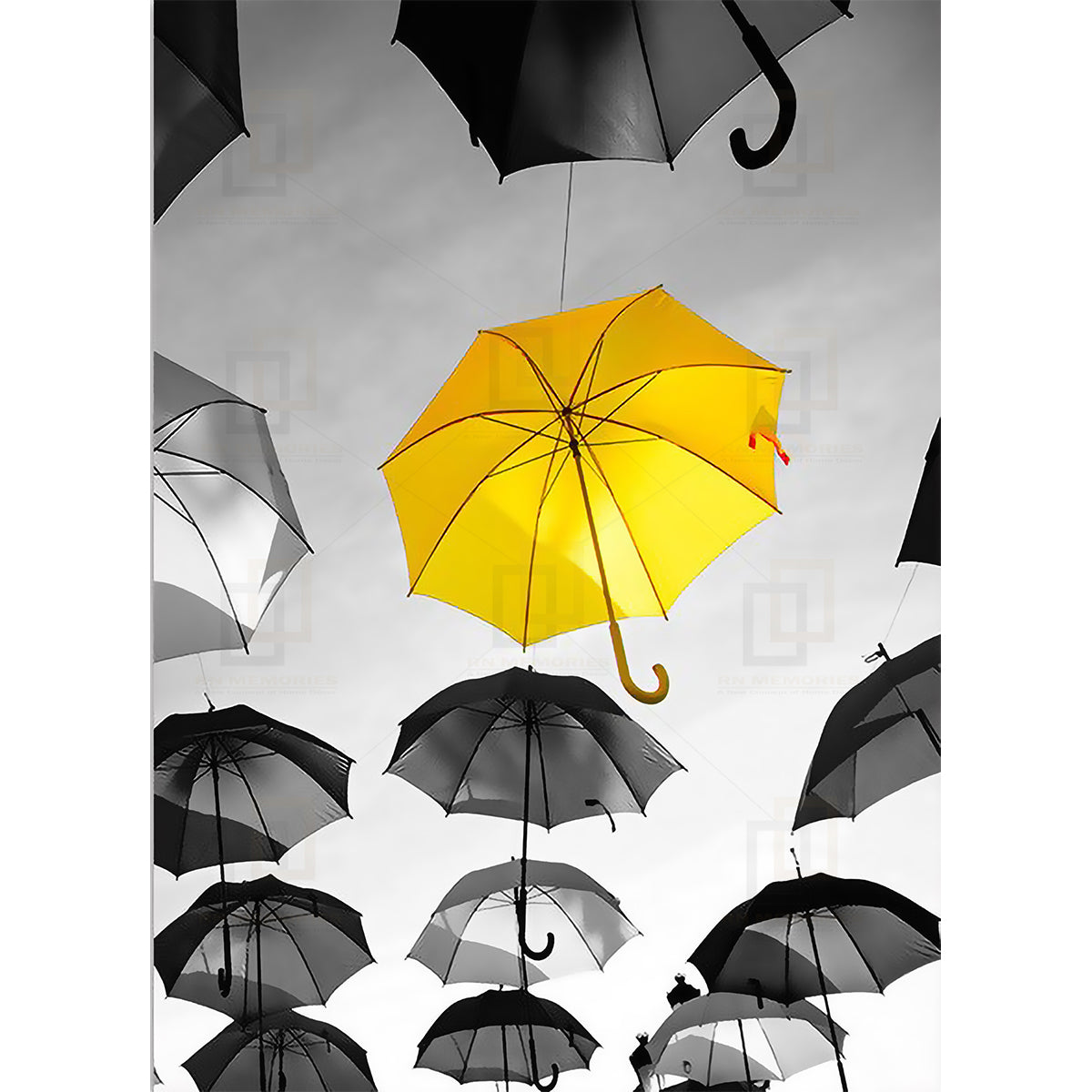 Yellow Minimalist Umbrella Framed Wall Arts