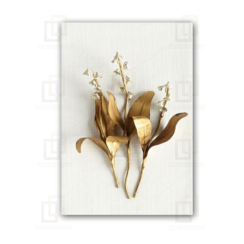 Abstract Golden Monstera Leaves Wall Art