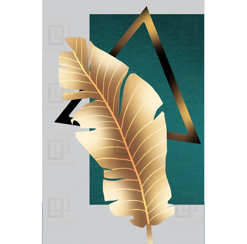 Modern Abstract Golden Leaves Framed Posters