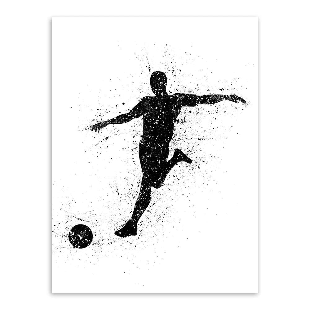 Abstract Black Soccer Wall Art Framed Prints