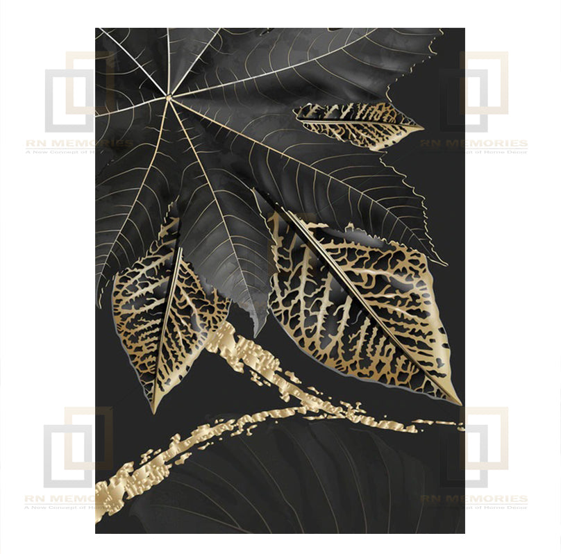 Modern Nordic Scandinavian Tropical Gold Leaves