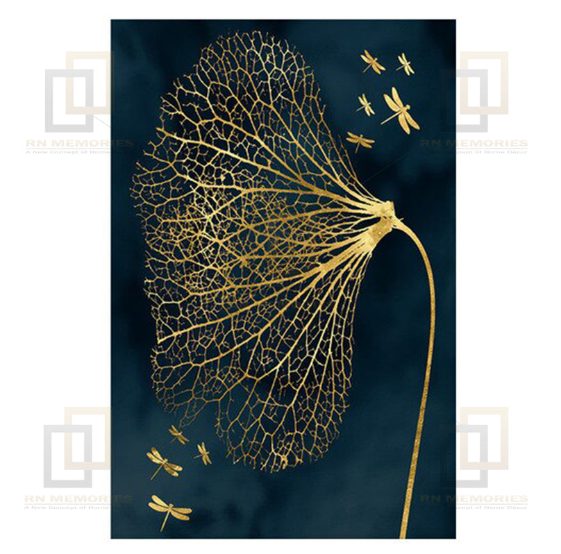 Nordic Abstract Golden Butterfly Art