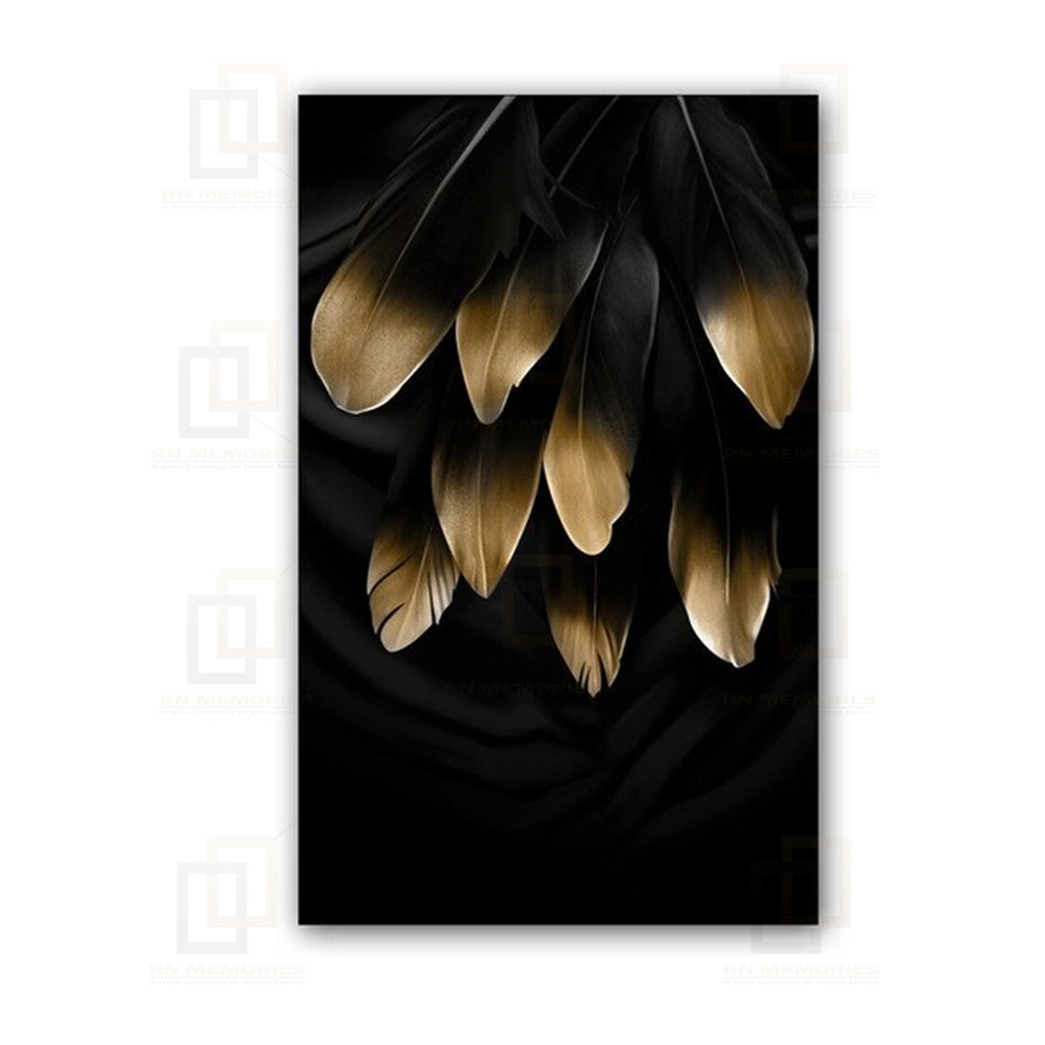 Abstract Golden Monstera Leaves Wall Art