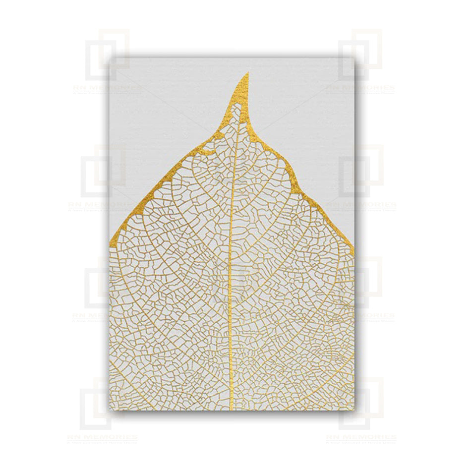 Abstract Golden Monstera Leaves Wall Art