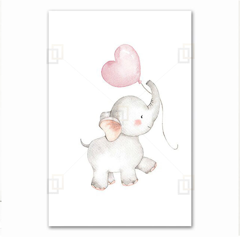 Cute Elephant Kids Room Wall Art Framed Prints