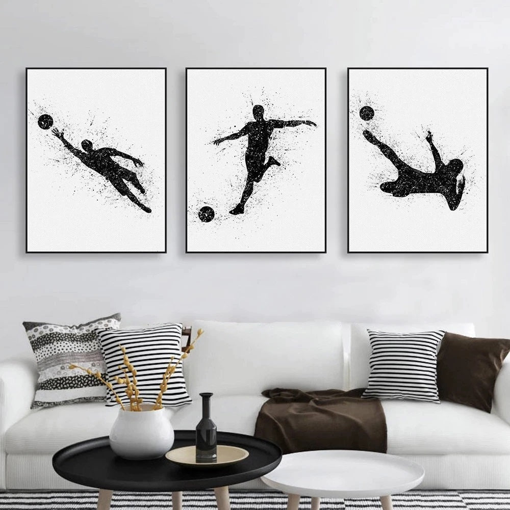 Abstract Black Soccer Wall Art Framed Prints