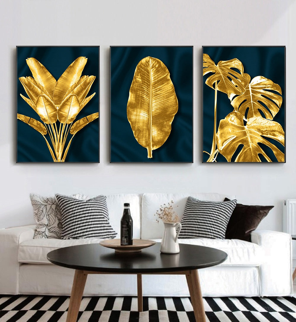 Nordic Modern Golden Leaves Framed Arts