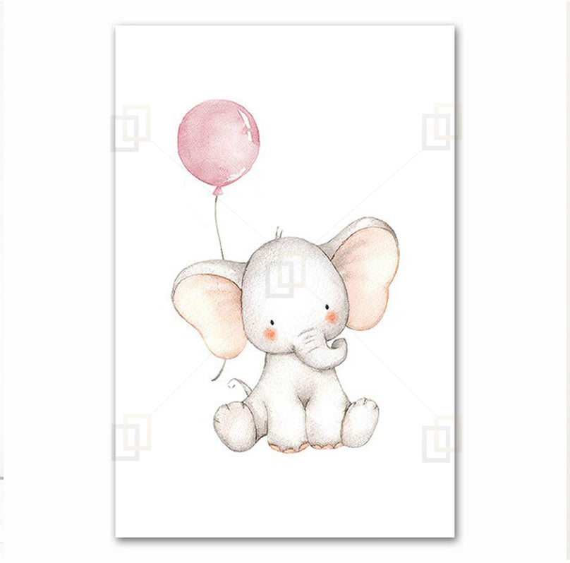 Cute Elephant Kids Room Wall Art Framed Prints