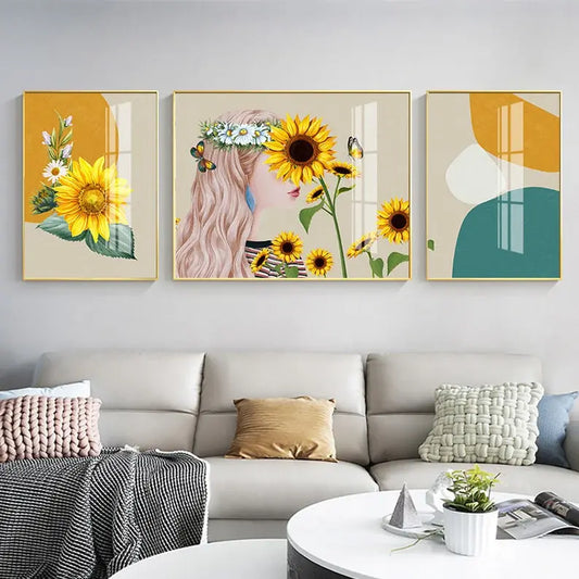 Girl with Flowers - Digital Framed Art