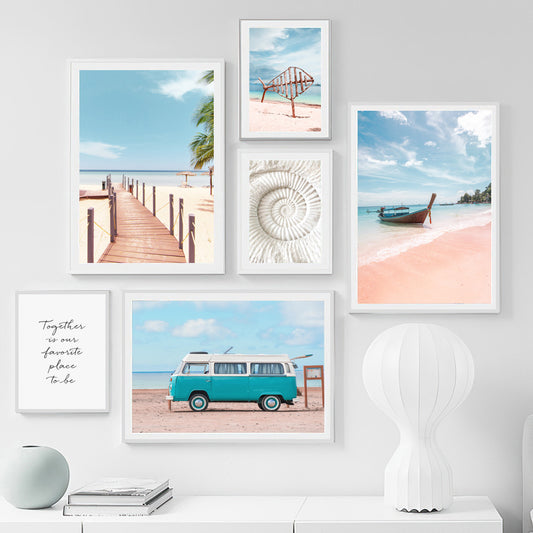 Northern Europe Beach Scenery Framed Digital Prints