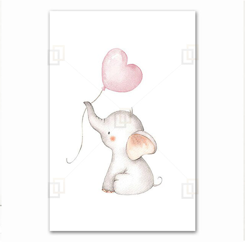 Cute Elephant Kids Room Wall Art Framed Prints