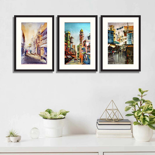 Set of 3 Lahore Historic Framed Prints