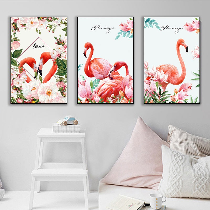 Pink Nordic Romantic Flamingo Framed Wall Posters