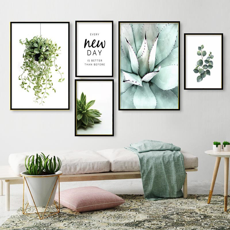 Green Plant Eucalyptus Art Framed Prints