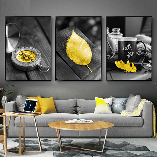 Yellow Leaf, Cup and Compass Framed Wall Art