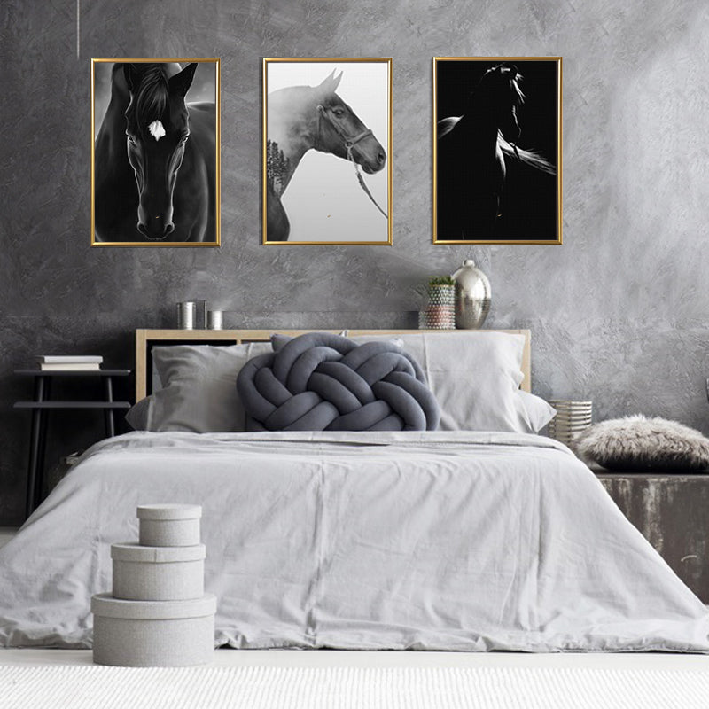 Mural Black and White Horse Framed Digital Prints