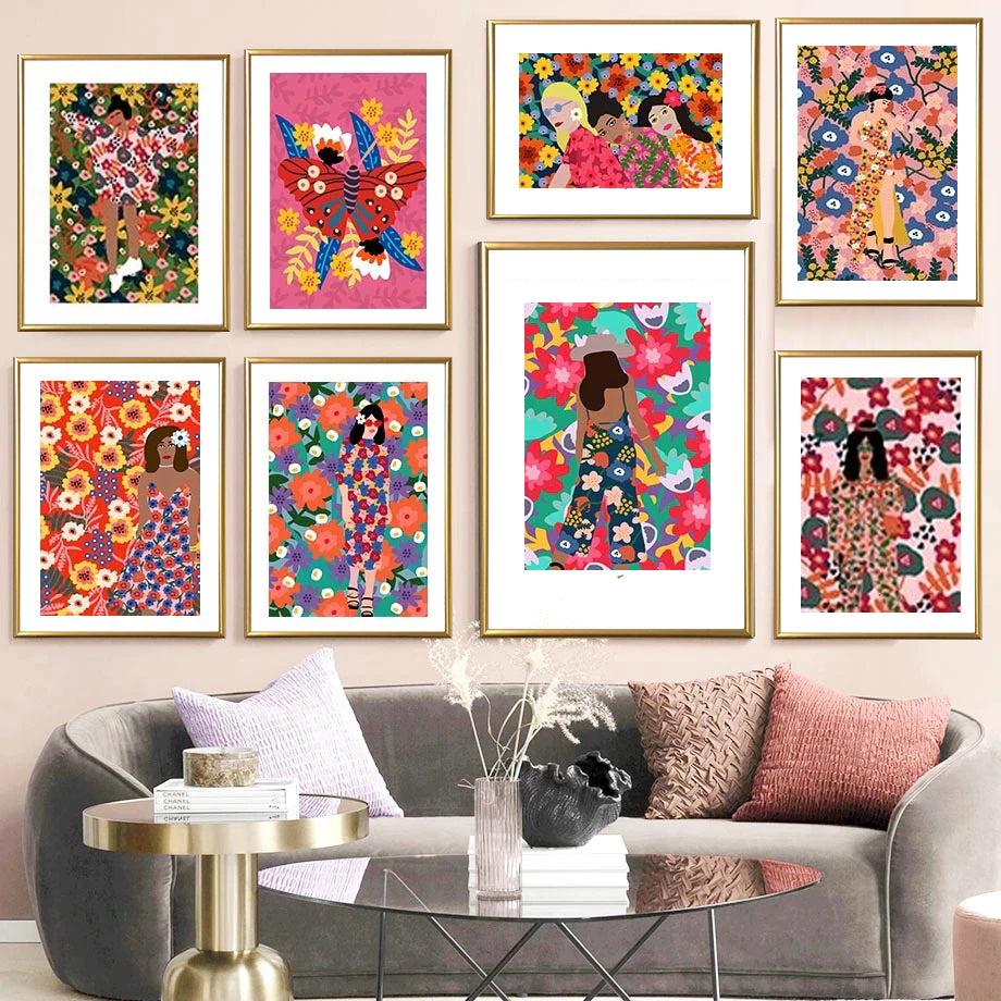 Colorful Abstract Girls Framed Wall Arts