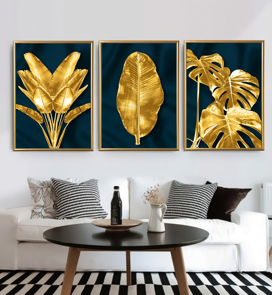 Nordic Modern Golden Leaves Framed Arts