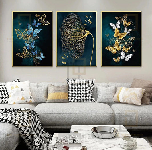 Nordic Abstract Golden Butterfly Art