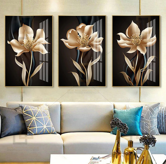 Luxury Golden Flower Framed Posters