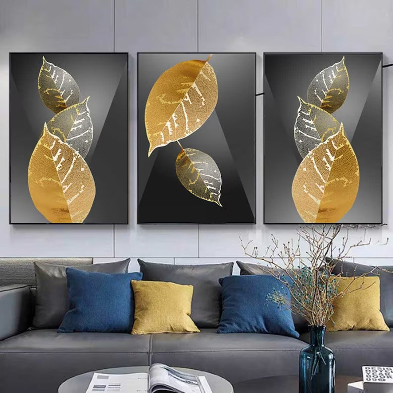 Botanical Abstract Leaves Digital Framed Prints