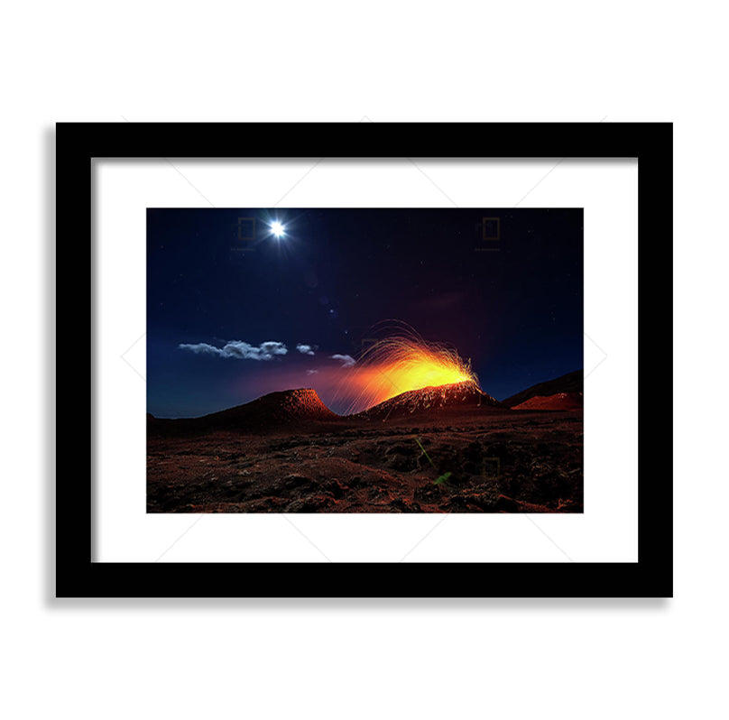 Lava-Flow-with-The-Moon Framed Poster