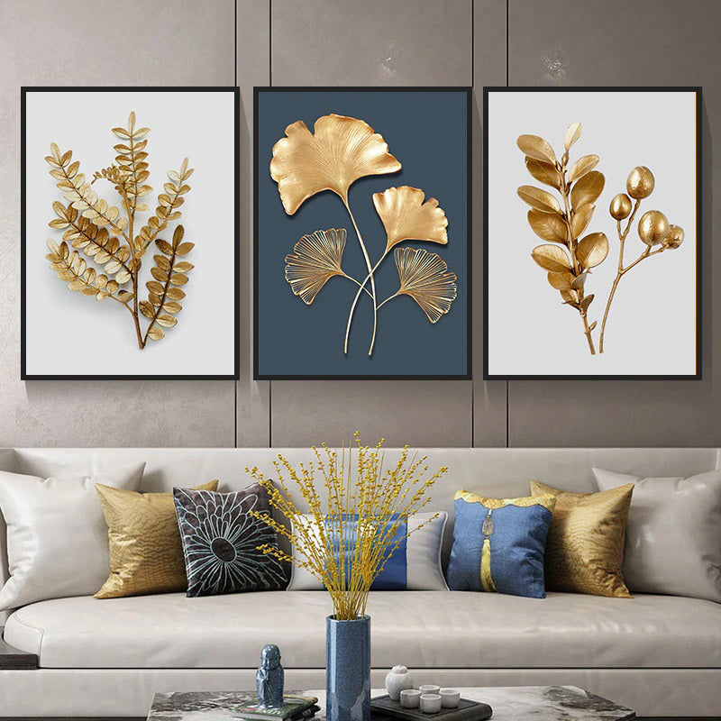 Modern Golden Leaf Framed Wall Arts