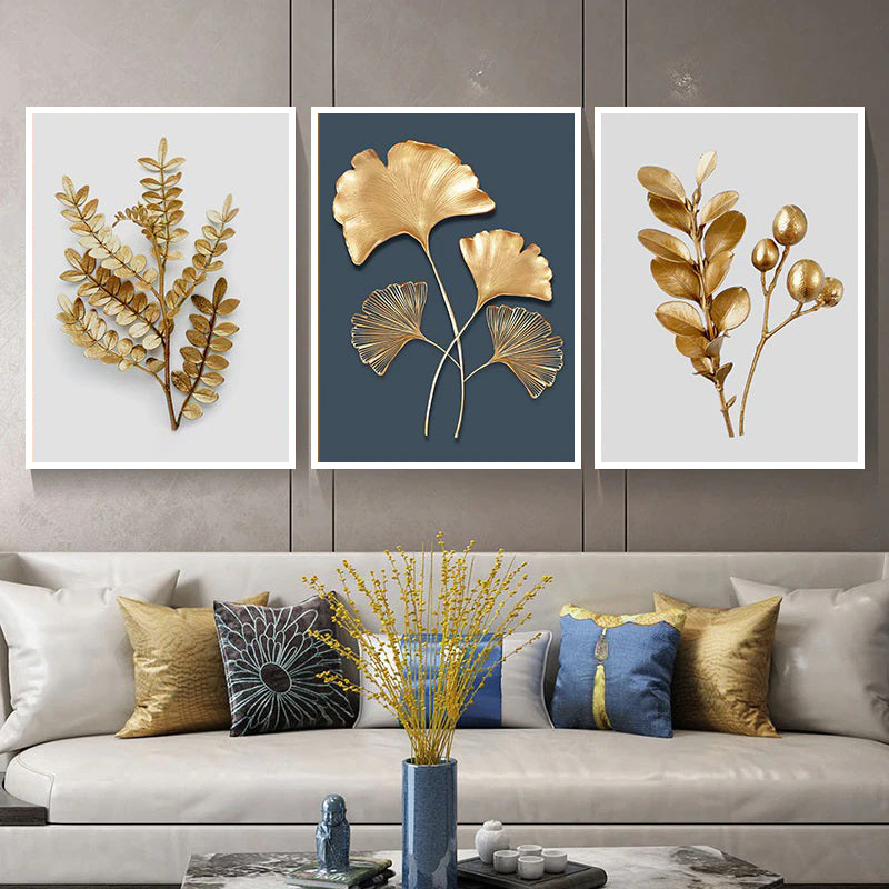 Modern Golden Leaf Framed Wall Arts